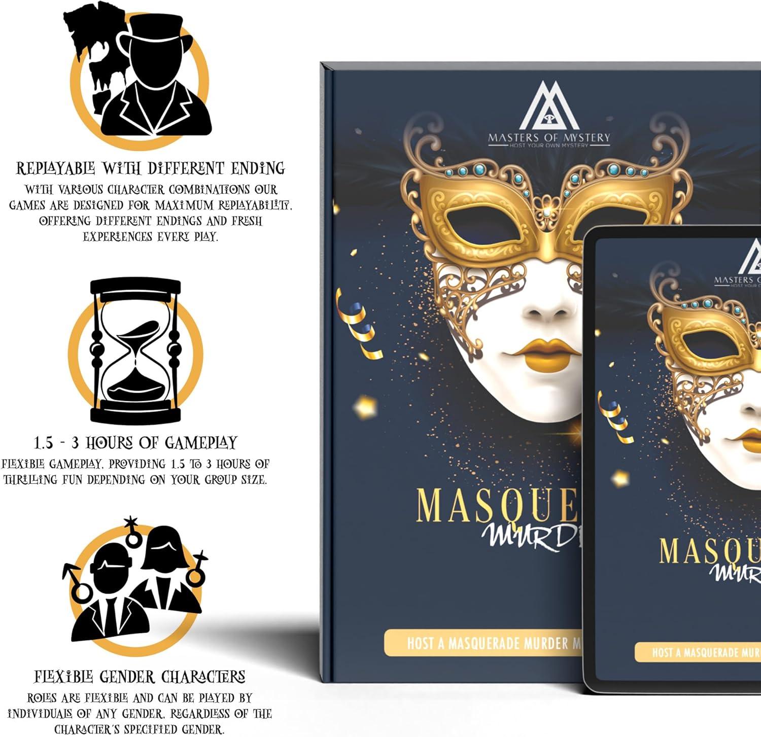imageReplayable Masquerade Murder Mystery Dinner Party Game for Up to 20 Adults  Host Your Own Dinner Party Game Night  Masquerade Venetian Carnival Theme Medium English 420 Players