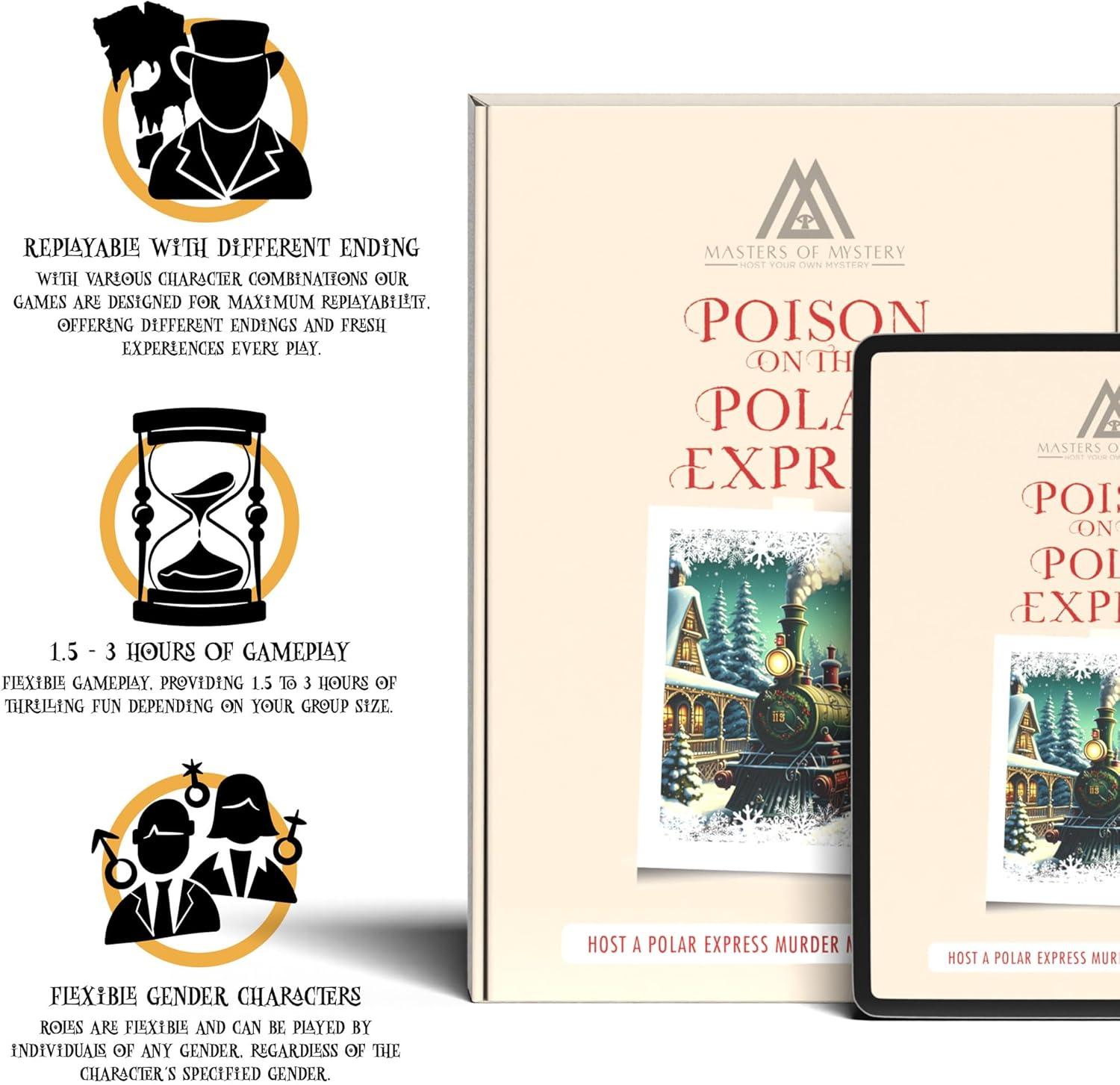 imageReplayable Polar Train Murder Mystery Dinner Party Game  Host A Christmas Dinner Party Game Night  Christmas Express Train Party Game English 420 Players