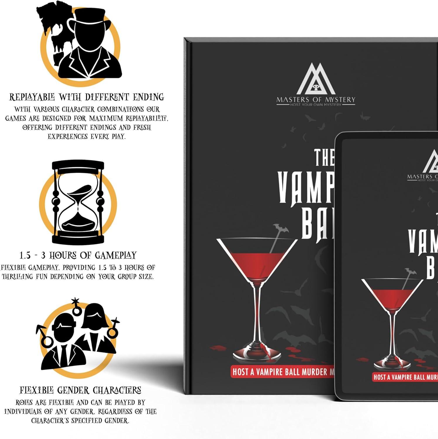 imageReplayable Vampire Ball Murder Mystery Dinner Party Game for Up to 20 Adults  Host A Halloween Dinner Party Game Night  Vampire Theme English 420 Players